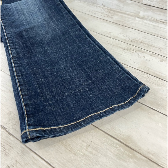 Y2K Decree Flare Dark Blue Jeans Size 15 Low Waist Bootcut Flare Stretch - Picture 6 of 12